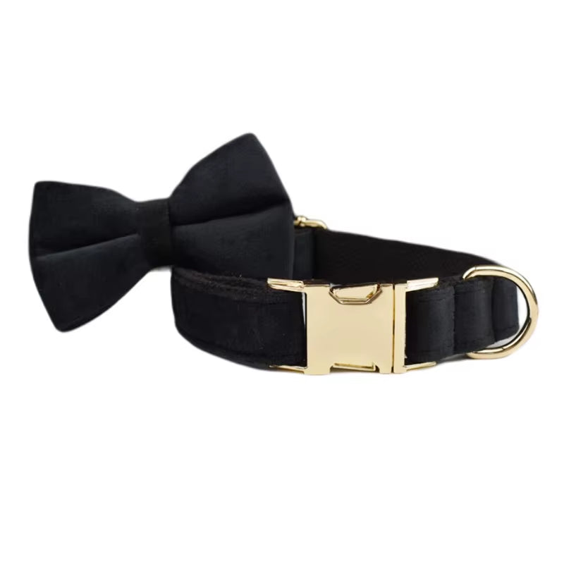 Black Velvet Dog Collar and Leash Set for Small Medium Large Dogs Custom Engraved Nameplate Pet Supplies Dog Leash Velvet13