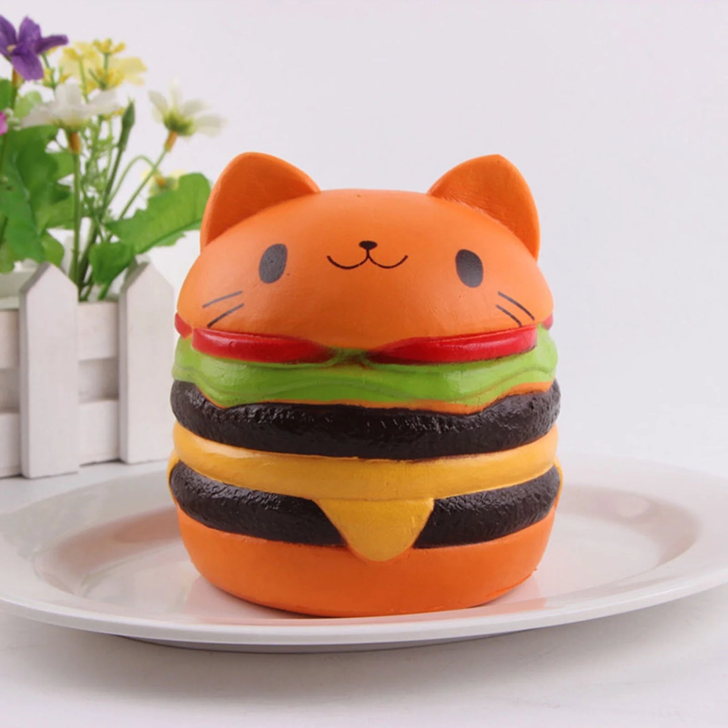 Slow Cat Burger Cat Soft Cartoon Pinch Stress Relief Educational Toy Gift for Kids