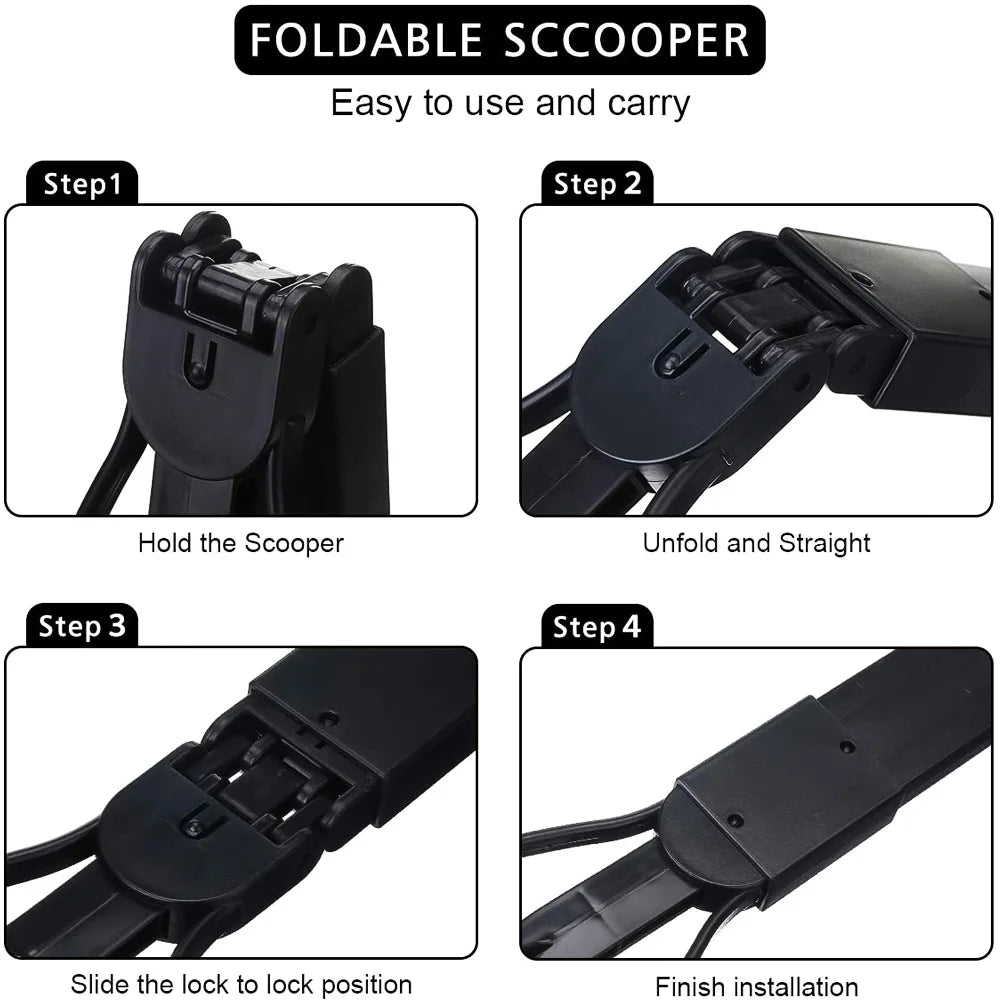 Pooper Scooper for Large & Medium, Small Dogs, Foldable Long Handle, Sturdy and Durable Great for Gravel, Grass, Concrete & Yard Spade, Easy to Use Clean & Portable High Strength Material-Black