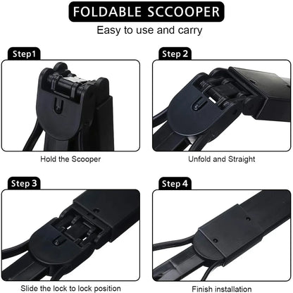 Pooper Scooper for Large & Medium, Small Dogs, Foldable Long Handle, Sturdy and Durable Great for Gravel, Grass, Concrete & Yard Spade, Easy to Use Clean & Portable High Strength Material-Black