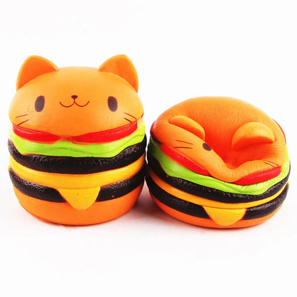 Slow Cat Burger Cat Soft Cartoon Pinch Stress Relief Educational Toy Gift for Kids