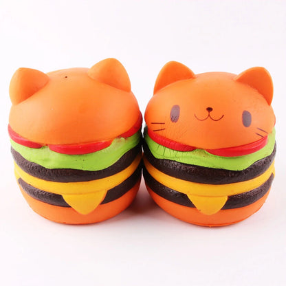 Slow Cat Burger Cat Soft Cartoon Pinch Stress Relief Educational Toy Gift for Kids