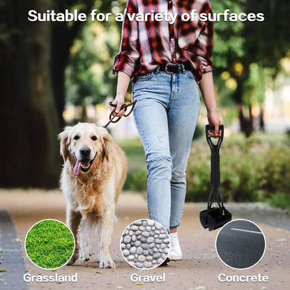 Pooper Scooper for Large & Medium, Small Dogs, Foldable Long Handle, Sturdy and Durable Great for Gravel, Grass, Concrete & Yard Spade, Easy to Use Clean & Portable High Strength Material-Black